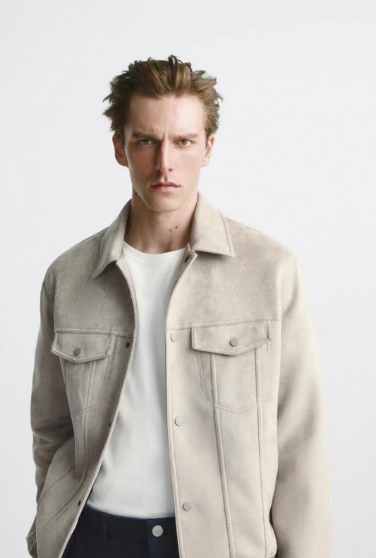 Jacke mit Wildlederimitat