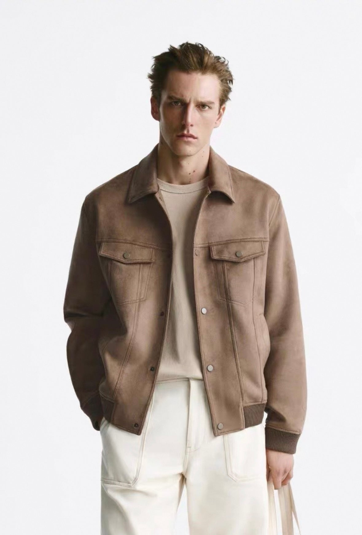 Jacke mit Wildlederimitat