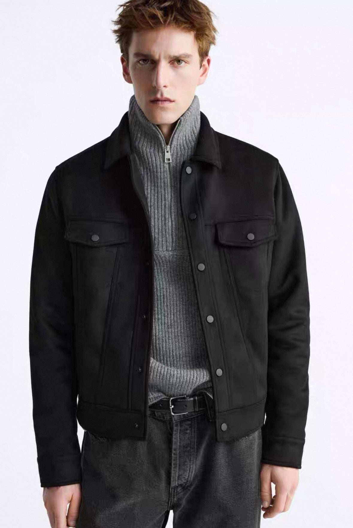 Jacke mit Wildlederimitat
